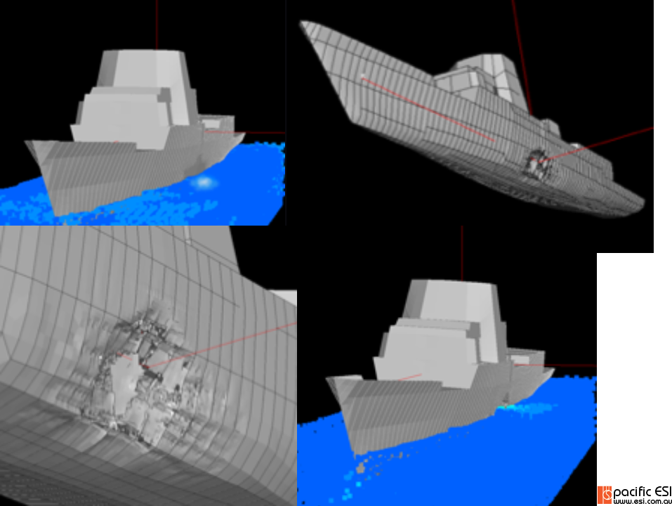 UNDEX damage assessment images from a VPS solution model.