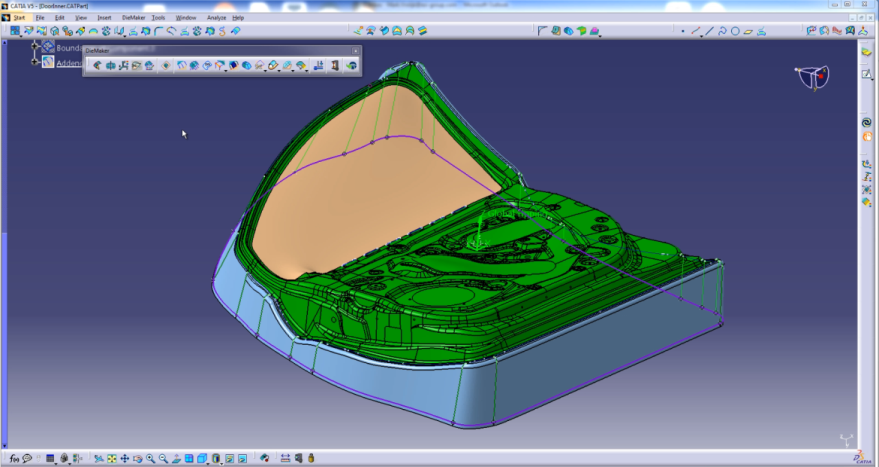 Die face of a door inner – Based on B-spline geometry