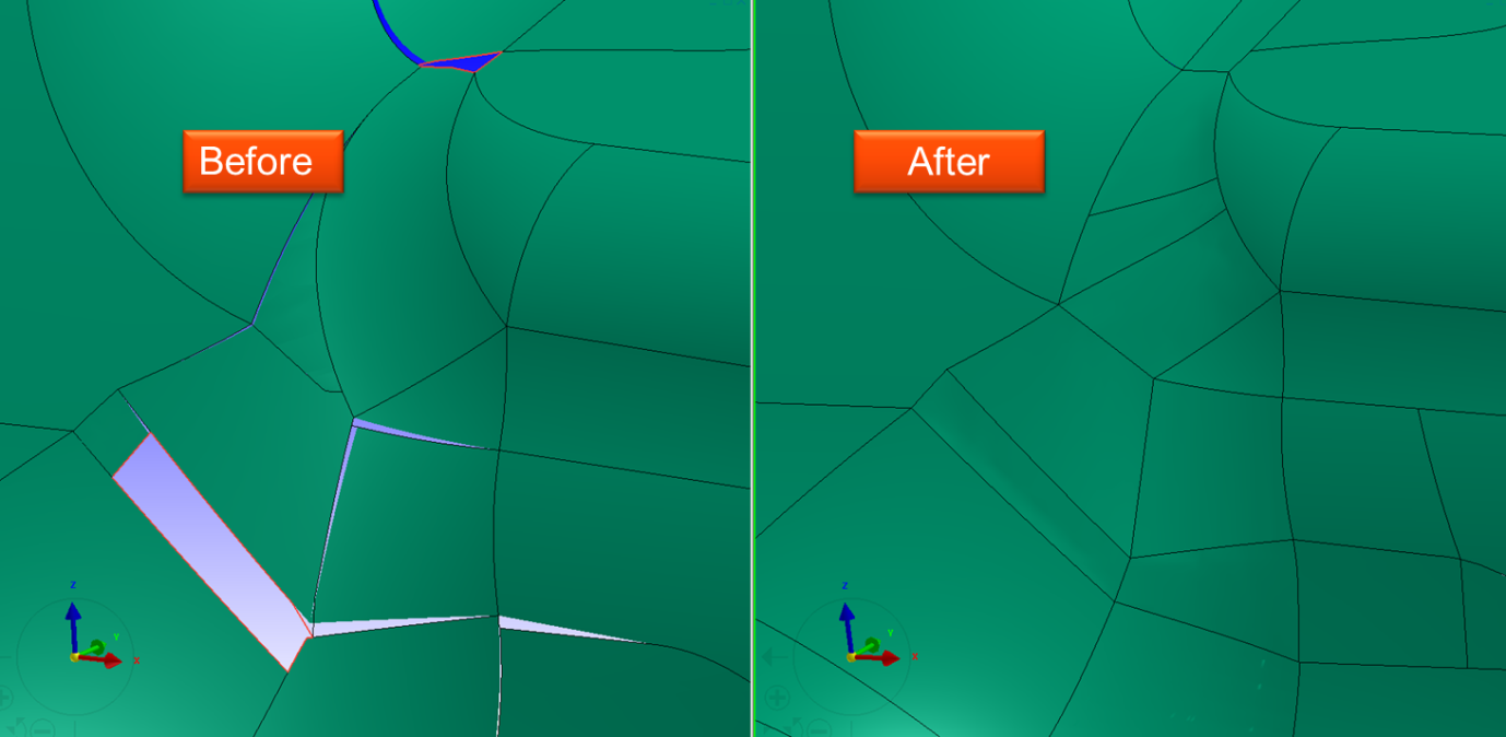 Topology repair to achieve a target stitching tolerance