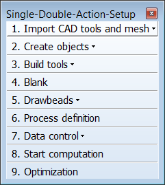 Customization of a toolbar to set up single and double action processes