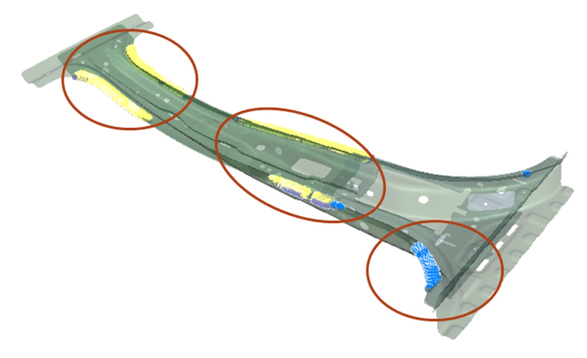 Areas of initial penetration