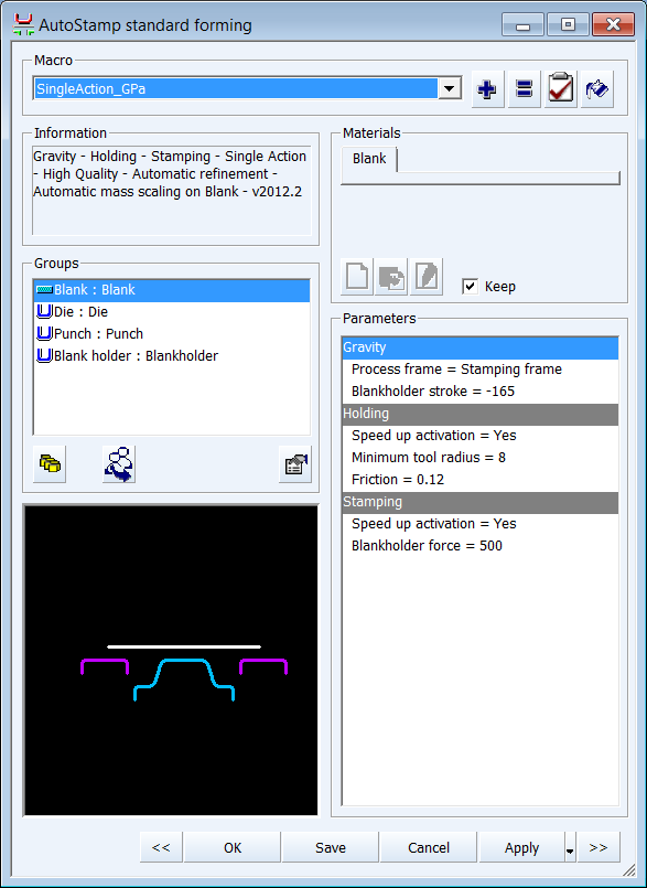 Customization of a toolbar to set up single and double action processes